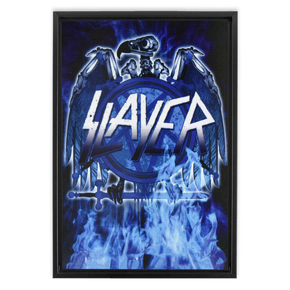 Blue Flame Eagle Framed Canvas