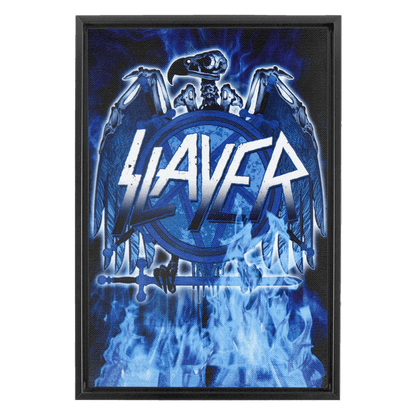 Blue Flame Eagle Framed Canvas